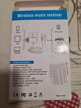 Receptor inalámbrico BT 5.4 manos libres