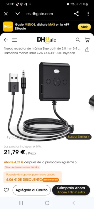 Receptor inalámbrico BT 5.4 manos libres