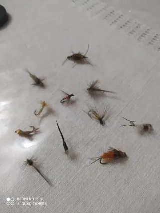 Caña de pesca mosca + carrete cola rata