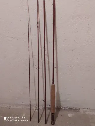 Caña de pesca mosca + carrete cola rata