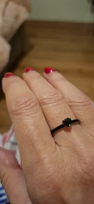 Anillo Pandora Corazón Negro Plata