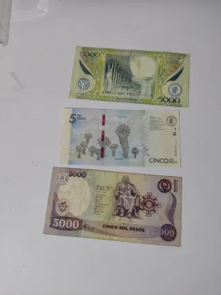 3 Billetes Colombianos 5000 Pesos