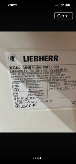 Recambios Nevera Liebherr