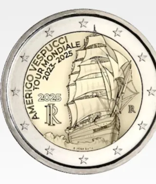 Moneda Conmemorativa Italia 2025 Vespucci