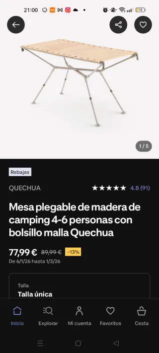 Mesa de camping plegable