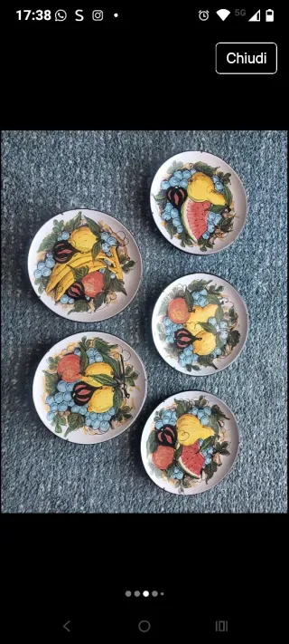 Set 5 Piatti Decorativi Frutta
