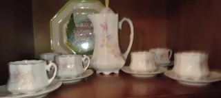 Juego 6 Tazas Chocolate Porcelana Flores