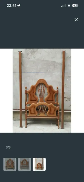 Cama Art Nouveau de madera
