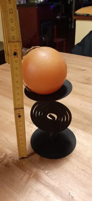 Portacandela Candelabro in Ferro Nero con candela