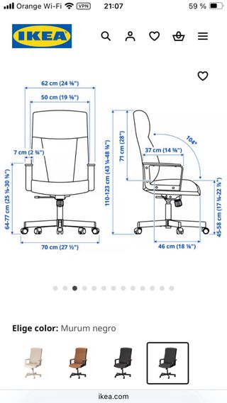 Sillón de oficina Ikea Millberget Negro