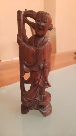 Figura china madera tallada antigua