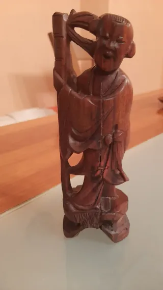 Figura china madera tallada antigua