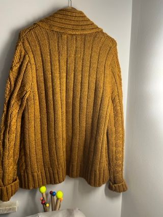 Cardigan maglia grossa senape