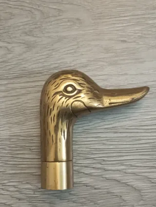 Pomello bastone ottone dorato testa di anatra