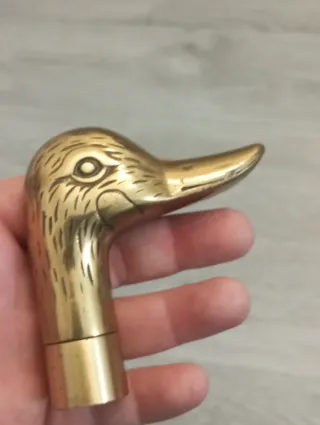 Pomello bastone ottone dorato testa di anatra