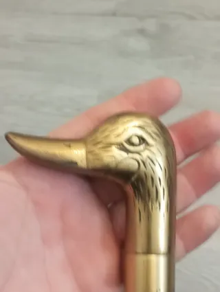 Pomello bastone ottone dorato testa di anatra