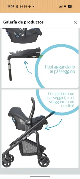 Cochecito + Silla de Coche 3 modos en 1. Maxi-Cosi