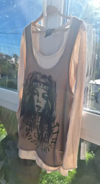 Camiseta Zara Estampada Mujer Talla M