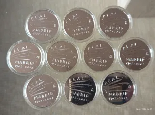 250,7gms 999,0 Plata 10 monedas Real Madrid cente
