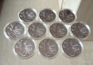 250,7gms 999,0 Plata 10 monedas Real Madrid cente
