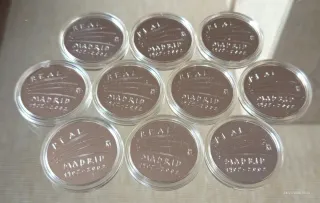 250,7gms 999,0 Plata 10 monedas Real Madrid cente