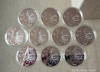 250,7gms 999,0 Plata 10 monedas Real Madrid cente