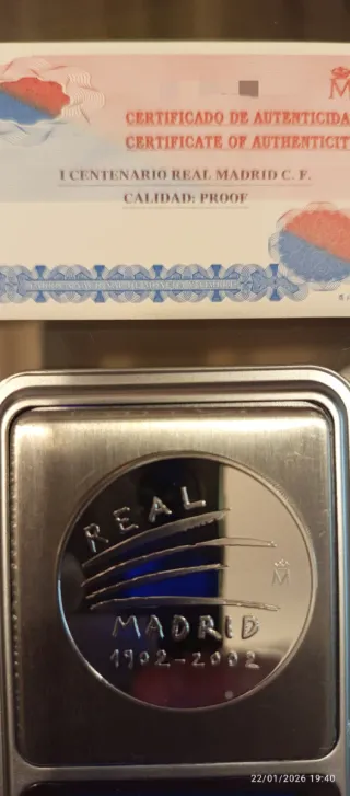 250,7gms 999,0 Plata 10 monedas Real Madrid cente