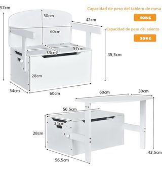 Escritorio 3 en 1 baúl infantil