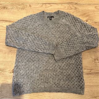 Jersey Mango Mujer Gris Calado