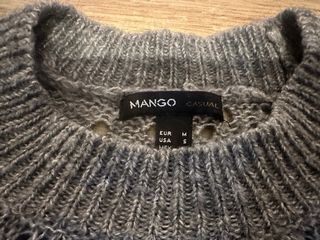Jersey Mango Mujer Gris Calado
