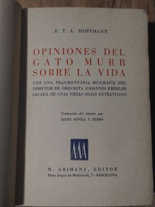 Opiniones del gato Murr sobre la vida.