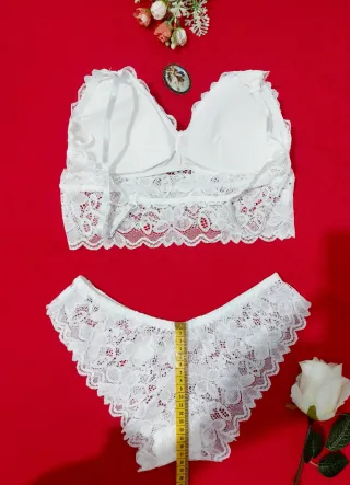 Conjunto Lencería Encaje Blanco Talla L