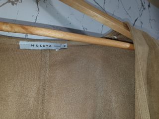 Chaqueta boho efecto ante camel