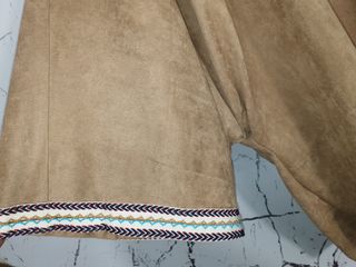 Chaqueta boho efecto ante camel