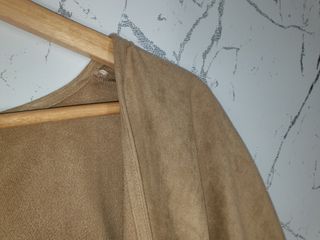 Chaqueta boho efecto ante camel