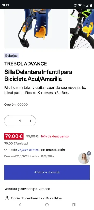 Sillita bici para niñ@s
