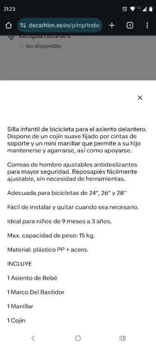 Sillita bici para niñ@s