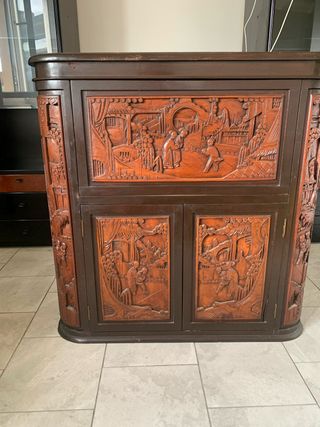 Mobile bar cinese intarsiato legno