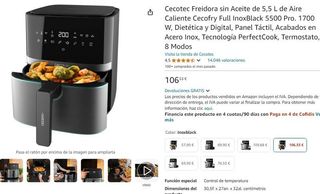 Cecotec Freidora sin Aceite de 5,5L Full InoxBlack