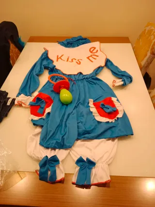 Disfraz Bebé Adulto Azul Bolsillo Rojo Talla Única