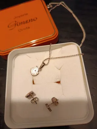 Colgante y pendientes buho plata Gimeno niña