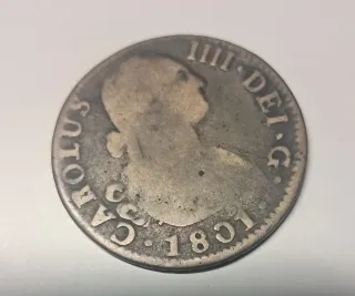 Moneda 2 Reales Carlos IV 1801 Plata