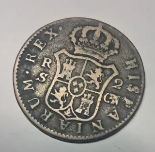 Moneda 2 Reales Carlos IV 1801 Plata
