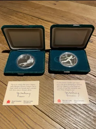 Monedas Plata Juegos Olímpicos Calgary 1988