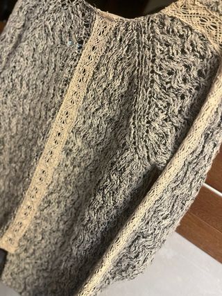 Jersey ZARA trenzado gris y blanco