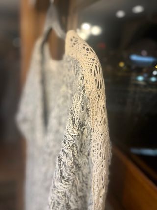 Jersey ZARA trenzado gris y blanco