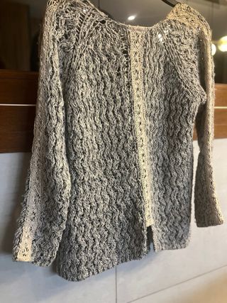 Jersey ZARA trenzado gris y blanco