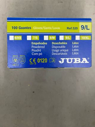 Guantes Juba 520 Talla 9/L Latex Empolvados