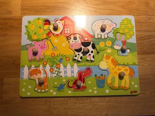 Puzzle Madera Goki Animales Granja Botones