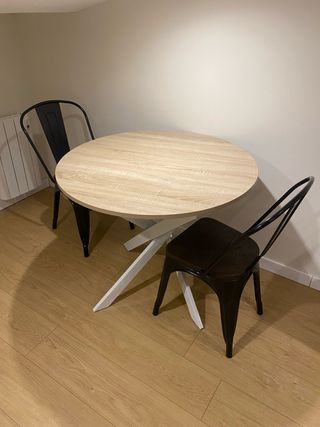 Mesa redonda madera y metal